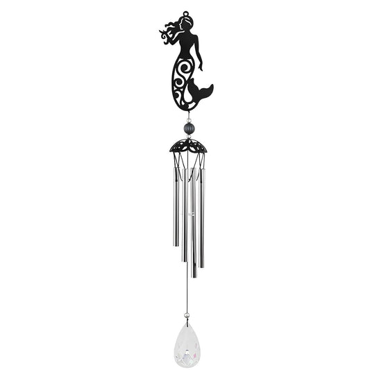 ICE ARMOR 25" Long Metal Black Mermaid Silhouette Wind Chime