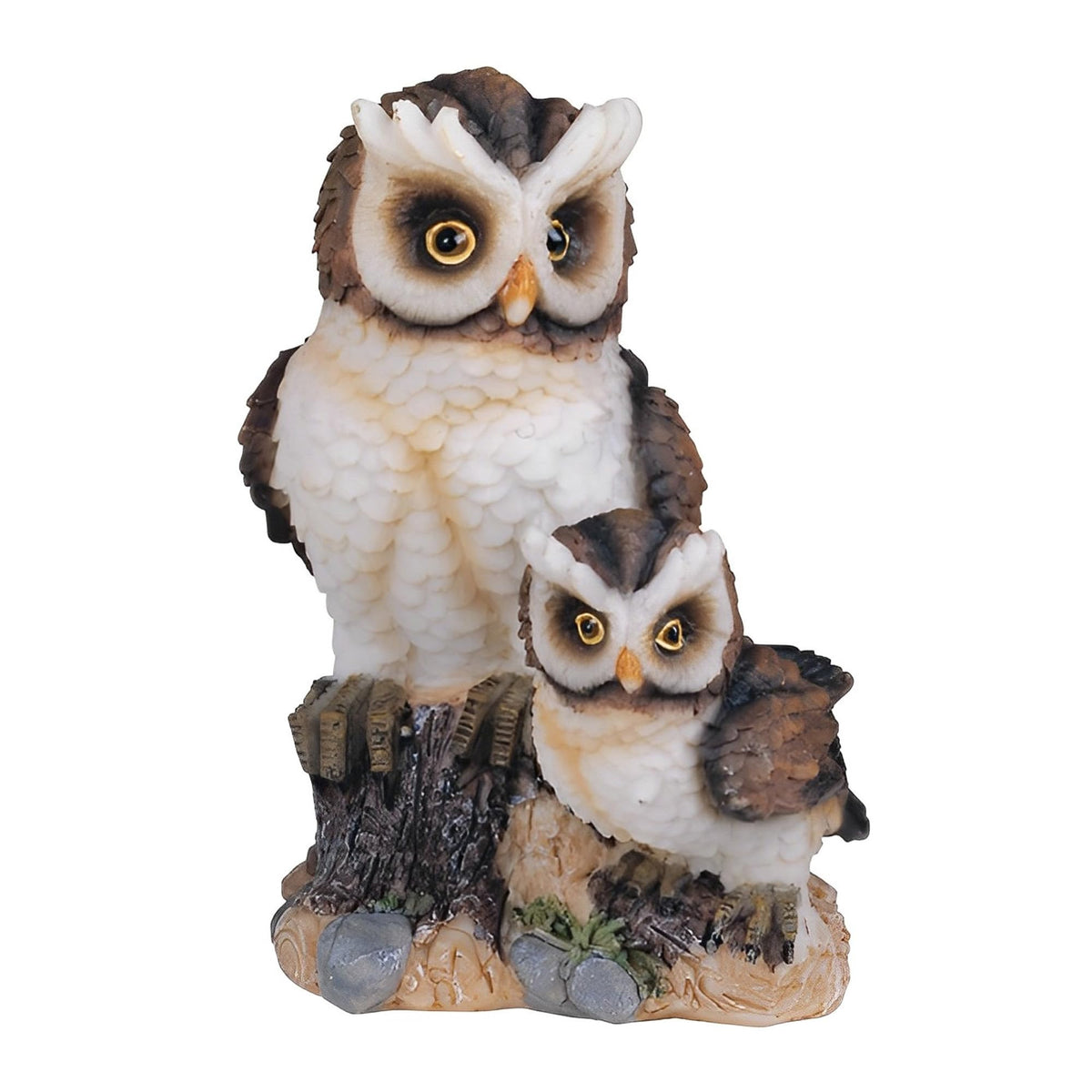 ICE ARMOR 4" H Owl with Baby Standing on Tree Trunk Statue Wild Animal Decoration Figurine