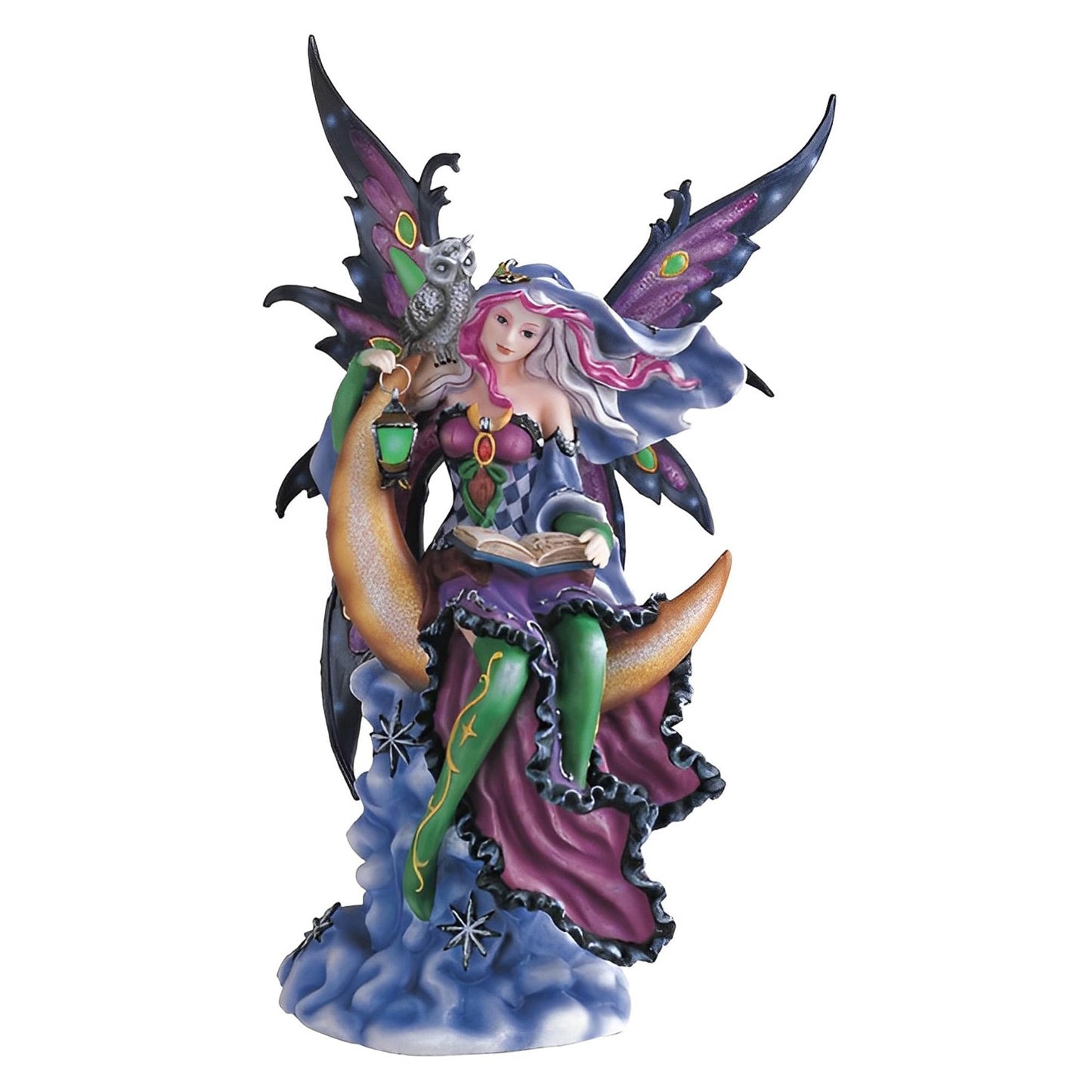 ICE ARMOR 12" H Purple Fairy on The Moon Statue Fantasy Decoration Figurine