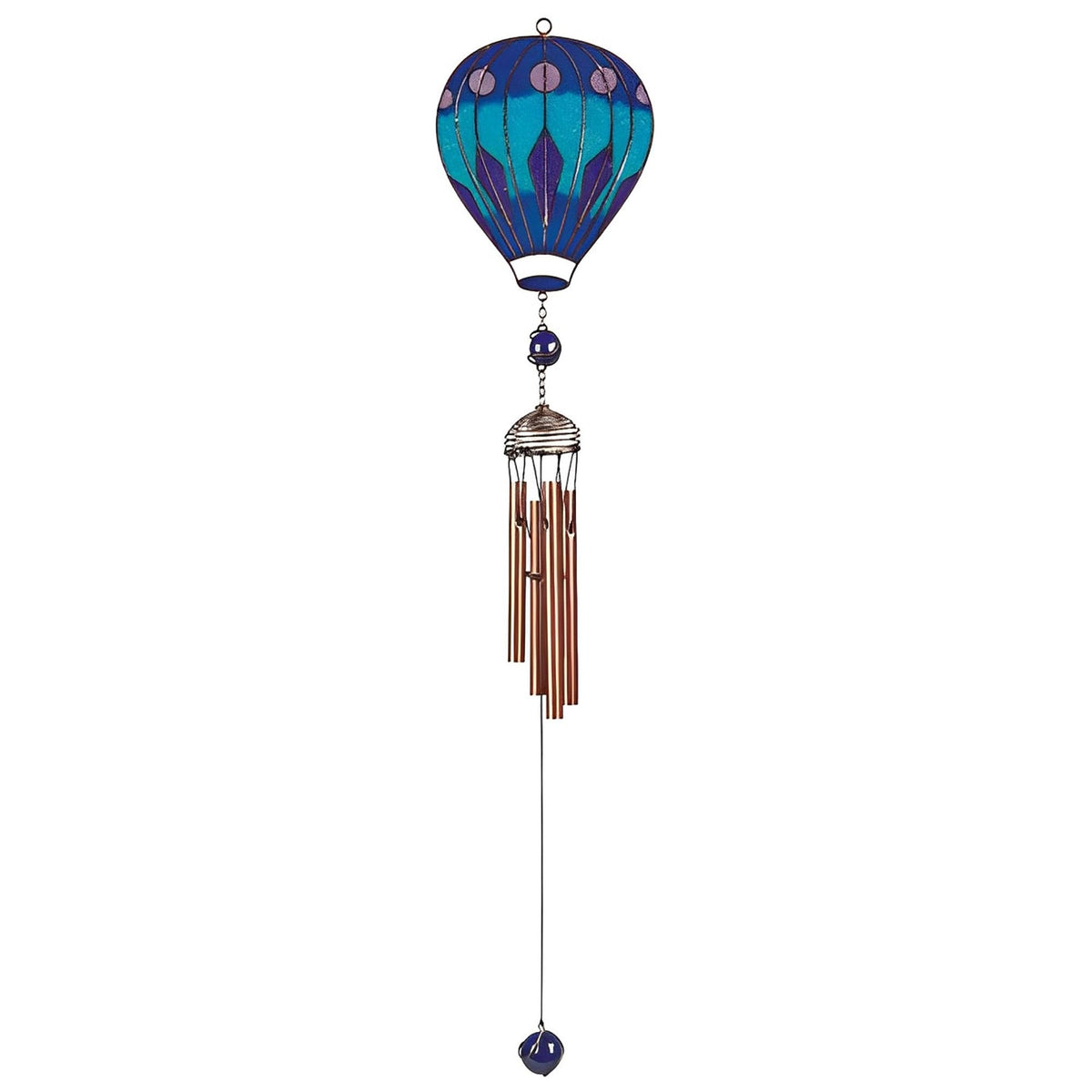 ICE ARMOR 31" Long Blue Air Balloon Wind Chime with Copper Gem