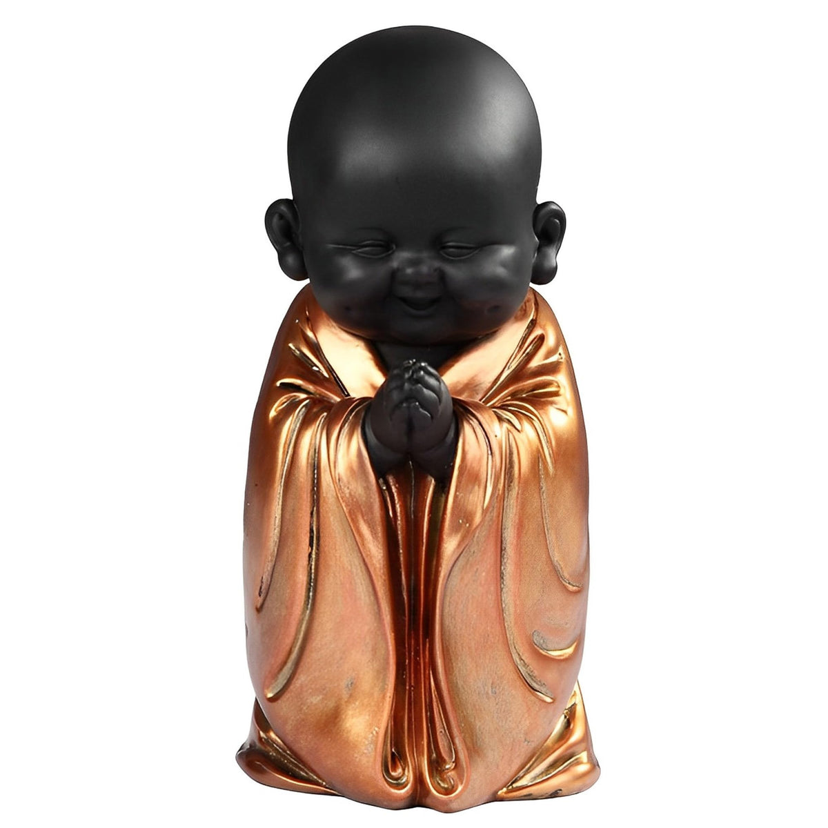 ICE ARMOR 7" H Praying Little Buddhist Monk in Gold and Black Statue Feng Shui Decoration Religious Figurine
