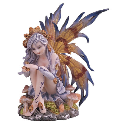 ICE ARMOR 6" H Yellow and Blue Winged Autumn Fairy Statue Fantasy Decoration Figurine