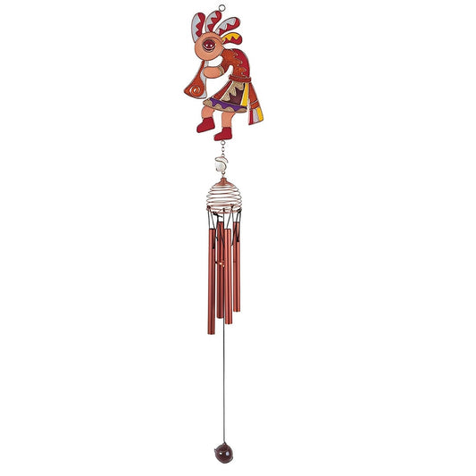 ICE ARMOR 28" Long Kokopelli Copper and Gem Wind Chime Garden Patio Decoration