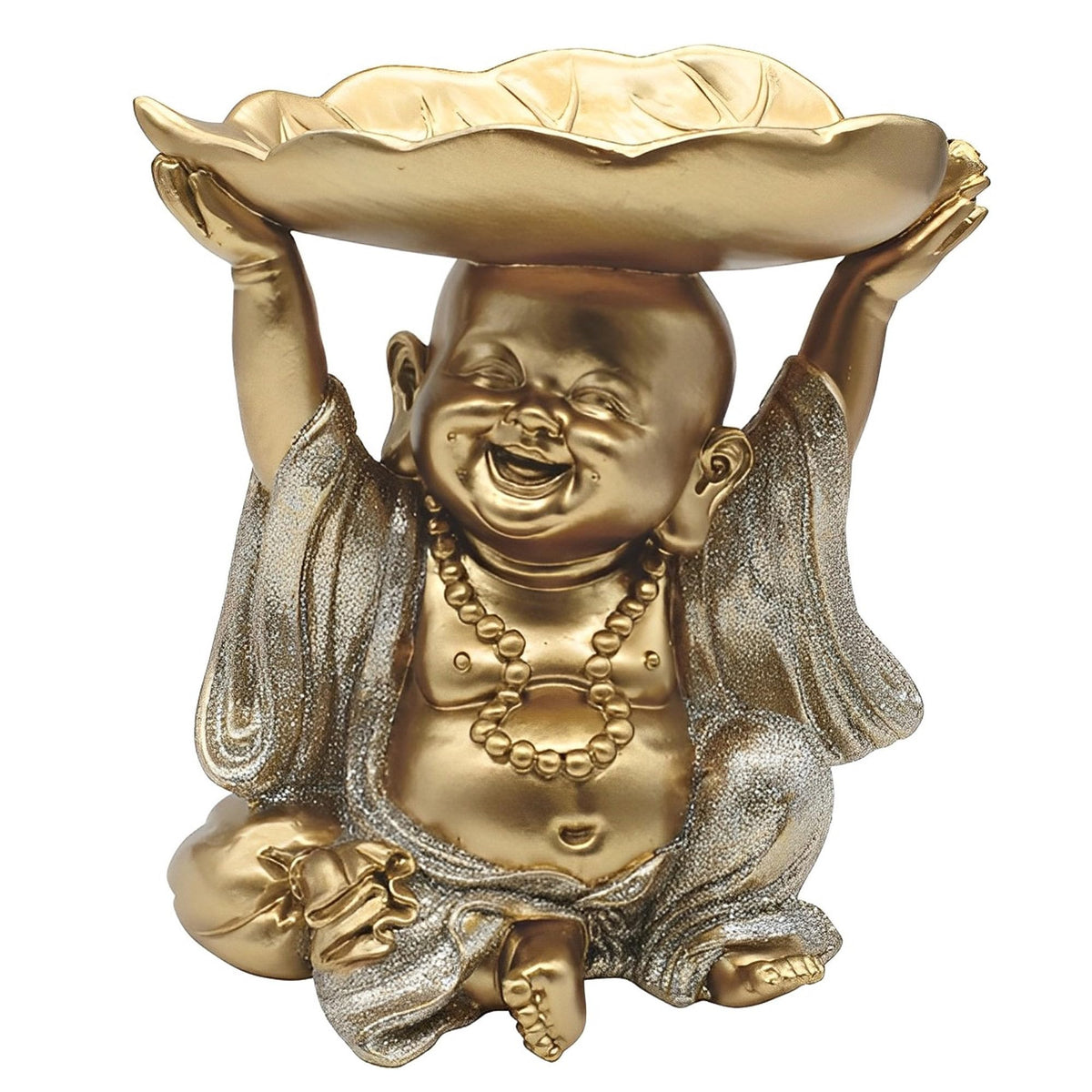 ICE ARMOR 6" H Gold and Silver Maitreya Buddha Statue Happy Buddha Feng Shui Decoration Religious Figurine