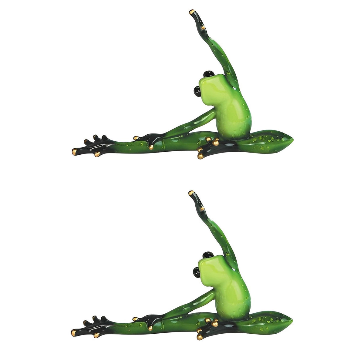 ICE ARMOR 2-PC Frog Doing Yoga Head to Knee Pose 8" H Statue Funny Animal Decoration Figurine