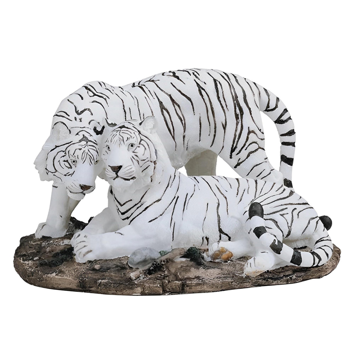 ICE ARMOR 11" W White Tiger Couple Wild Animal Figurine