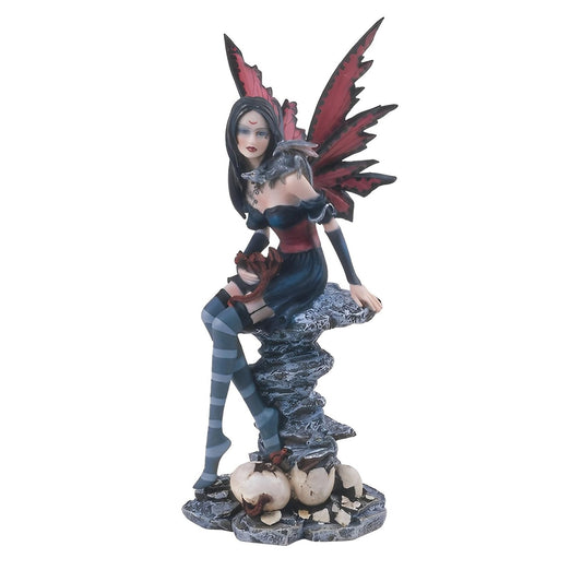 ICE ARMOR 10.25" H Red Fairy with Baby Dragons Statue Fantasy Decoration Figurine
