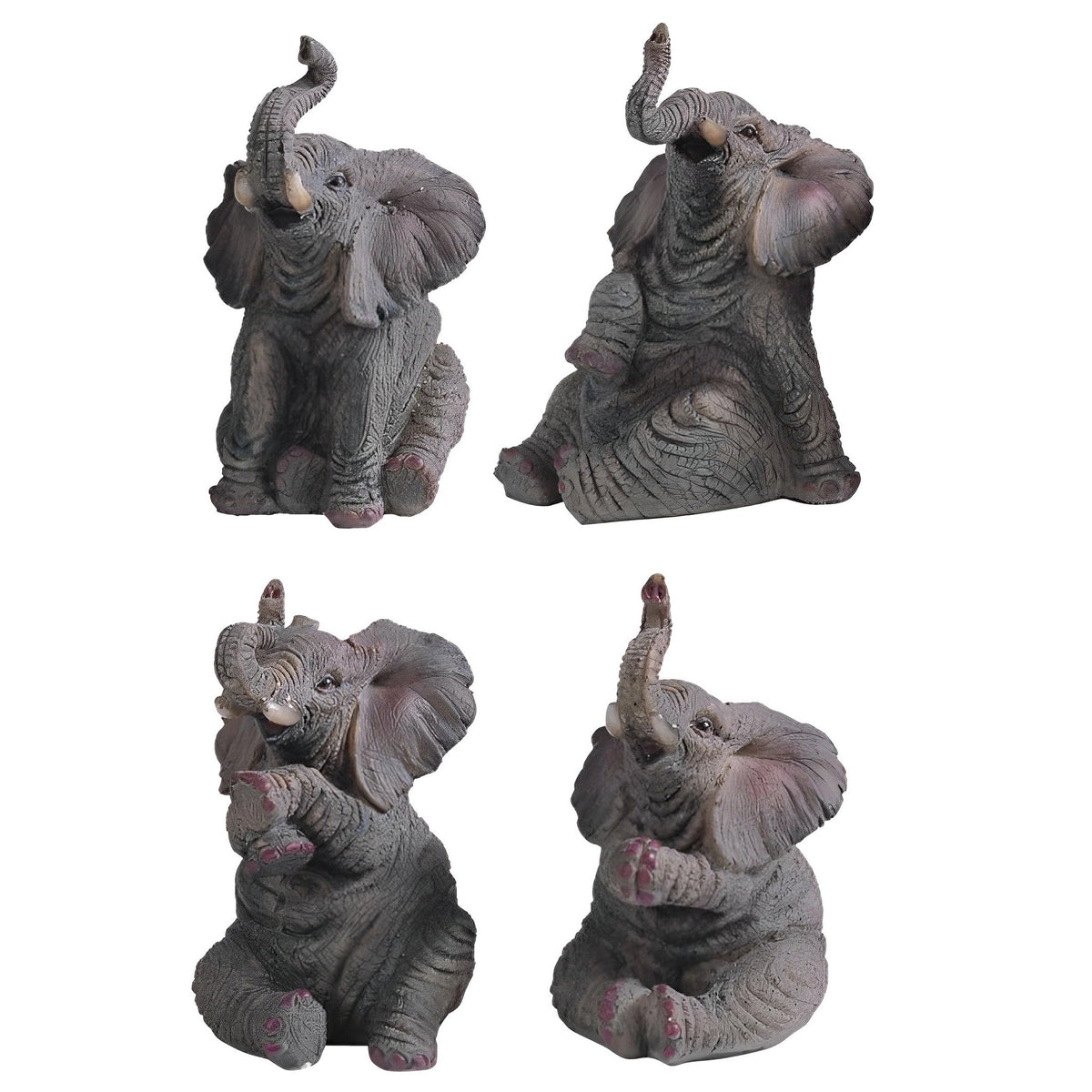 ICE ARMOR 4-PC Lovely Elephant in Different Poses 4" H Figurine Set