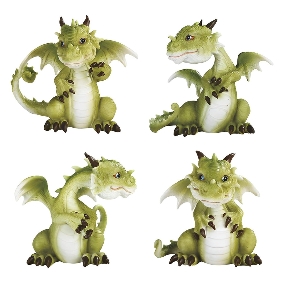 ICE ARMOR 4-PC Cute Green Dragon 4.25" H Figurine Set