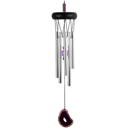 ICE ARMOR 20" Long Wooden Top Purple Geode Wind Chime