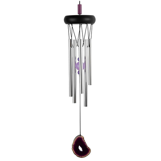 ICE ARMOR 20" Long Wooden Top Purple Geode Wind Chime