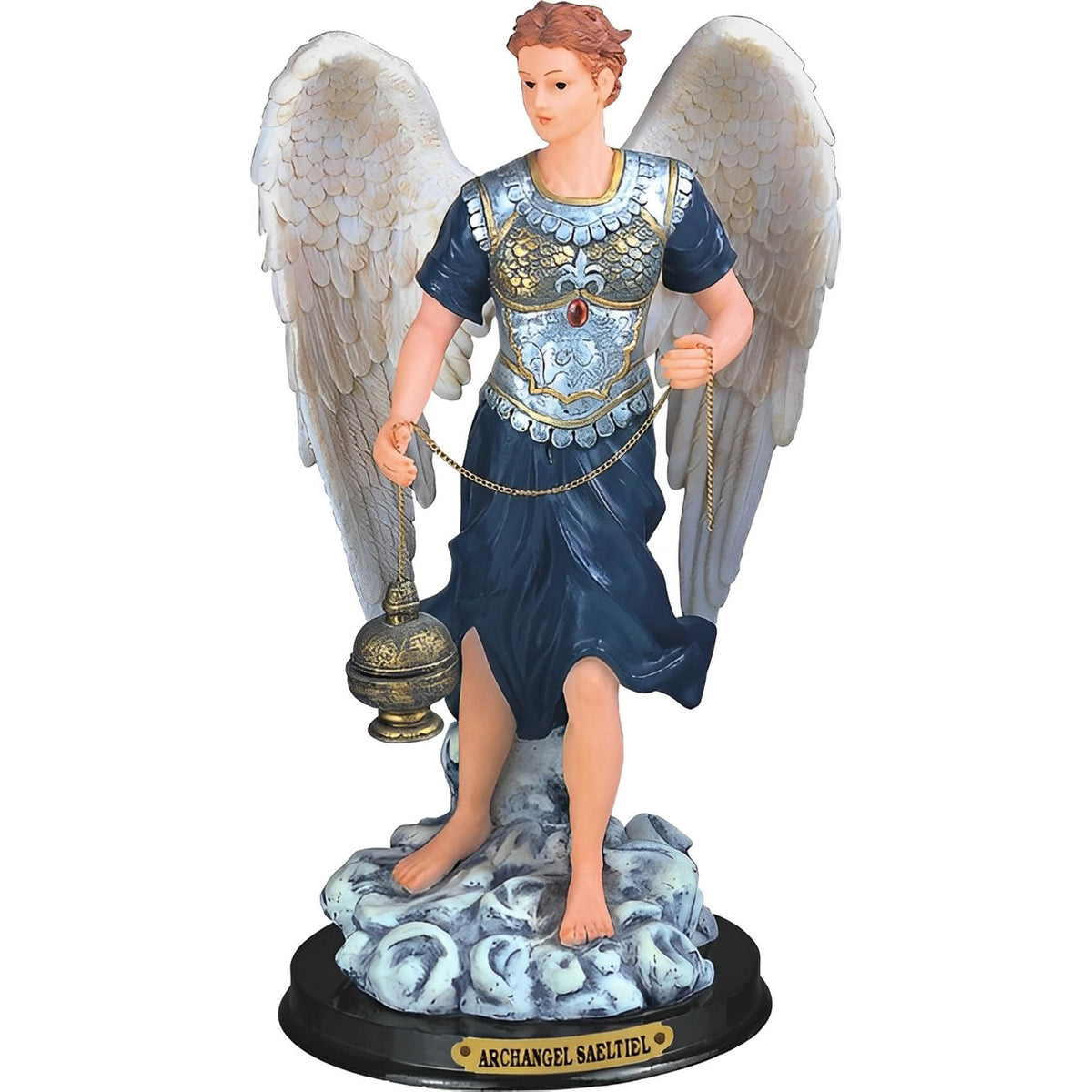 ICE ARMOR 12" H Archangel Sealtiel Statue Angel of Prayer Holy Figurine Religious Decoration