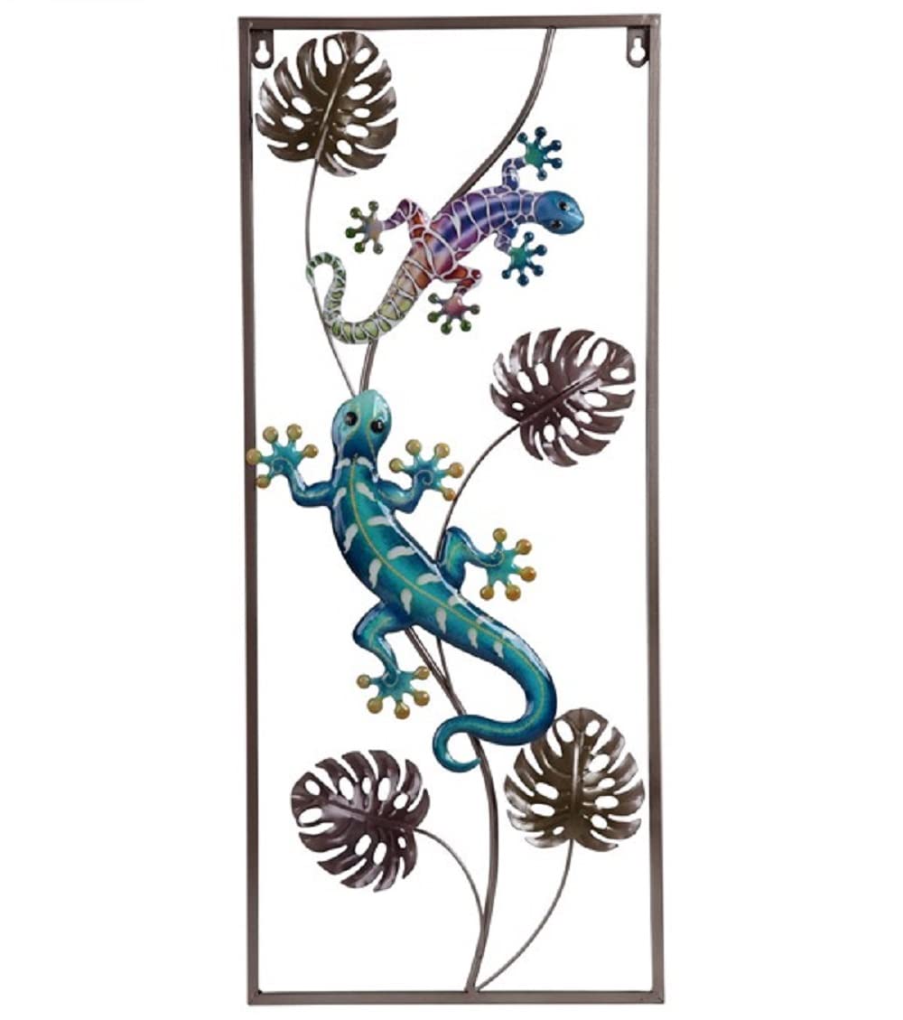 ICE ARMOR 27.5"H Rectangle Lizards Wall Plaque Home Decoration