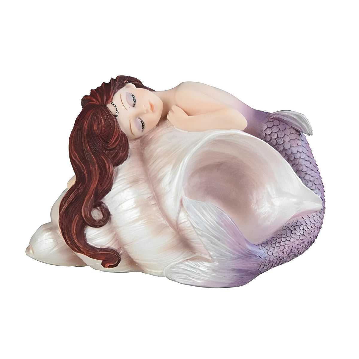 ICE ARMOR 4.5" W Purple Tailed Baby Mermaid Sleeping on Ocean Sconce Shell Mergirl Statue Fantasy Decoration Figurine