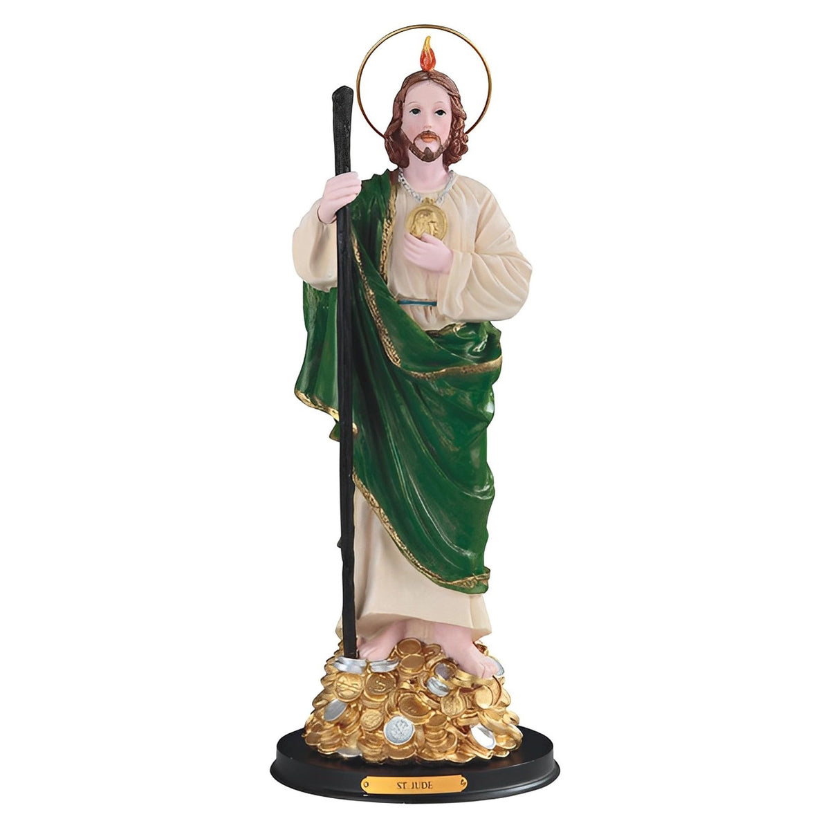ICE ARMOR 16" H Wealth Saint Jude Standing on Money Statue Holy Figurine Religious Decoration