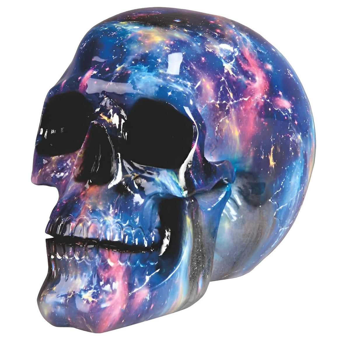 ICE ARMOR 7" W Blue Cosmic Print Skull Statue Fantasy Decoration Figurine