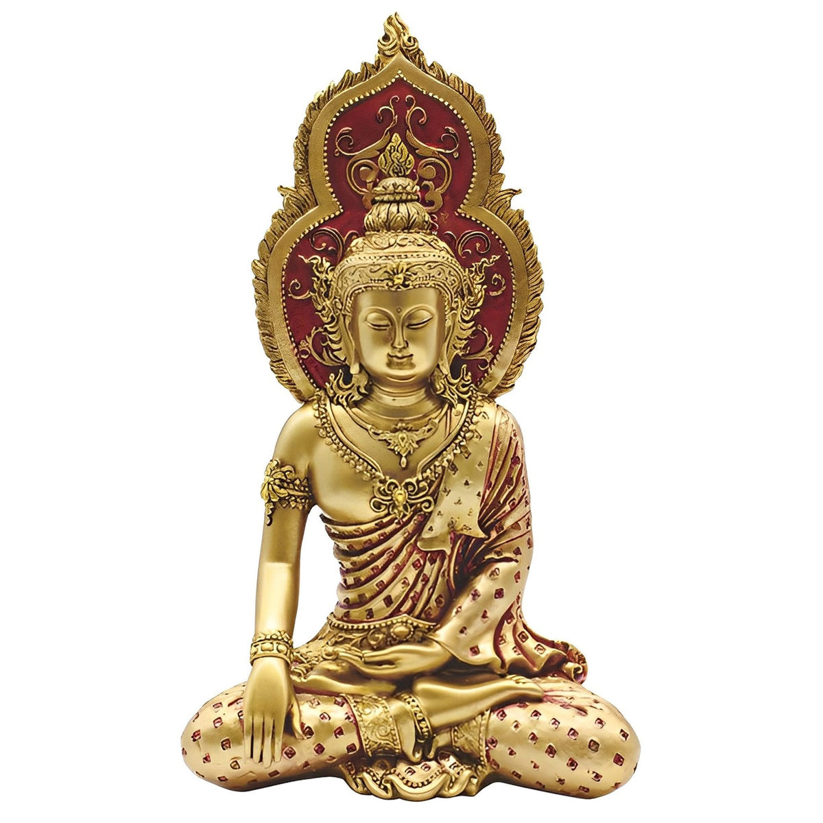 ICE ARMOR 6.25" H Earth Touching Buddha in Gold Statue Feng Shui Decoration Religious Figurine