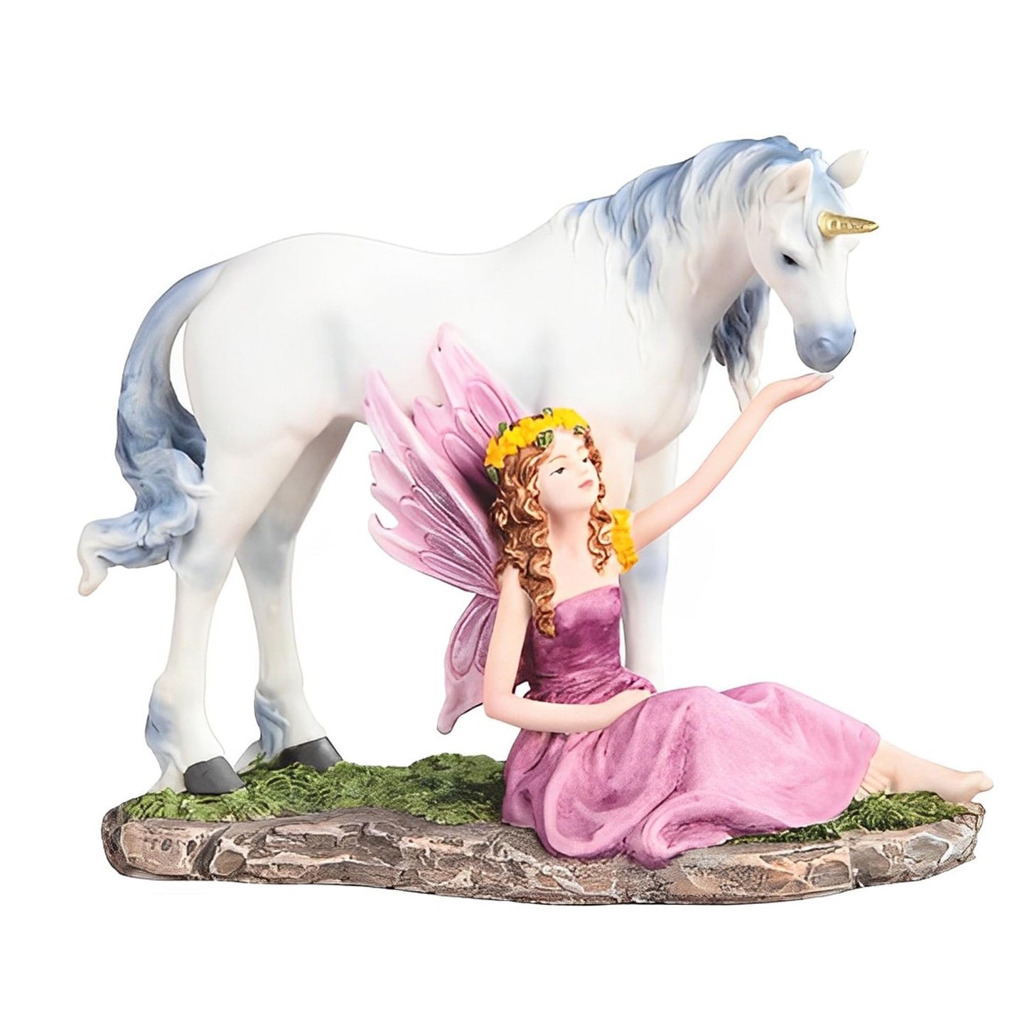ICE ARMOR 9" W Fairy with Unicorn Statue Fantasy Decoration Figurine