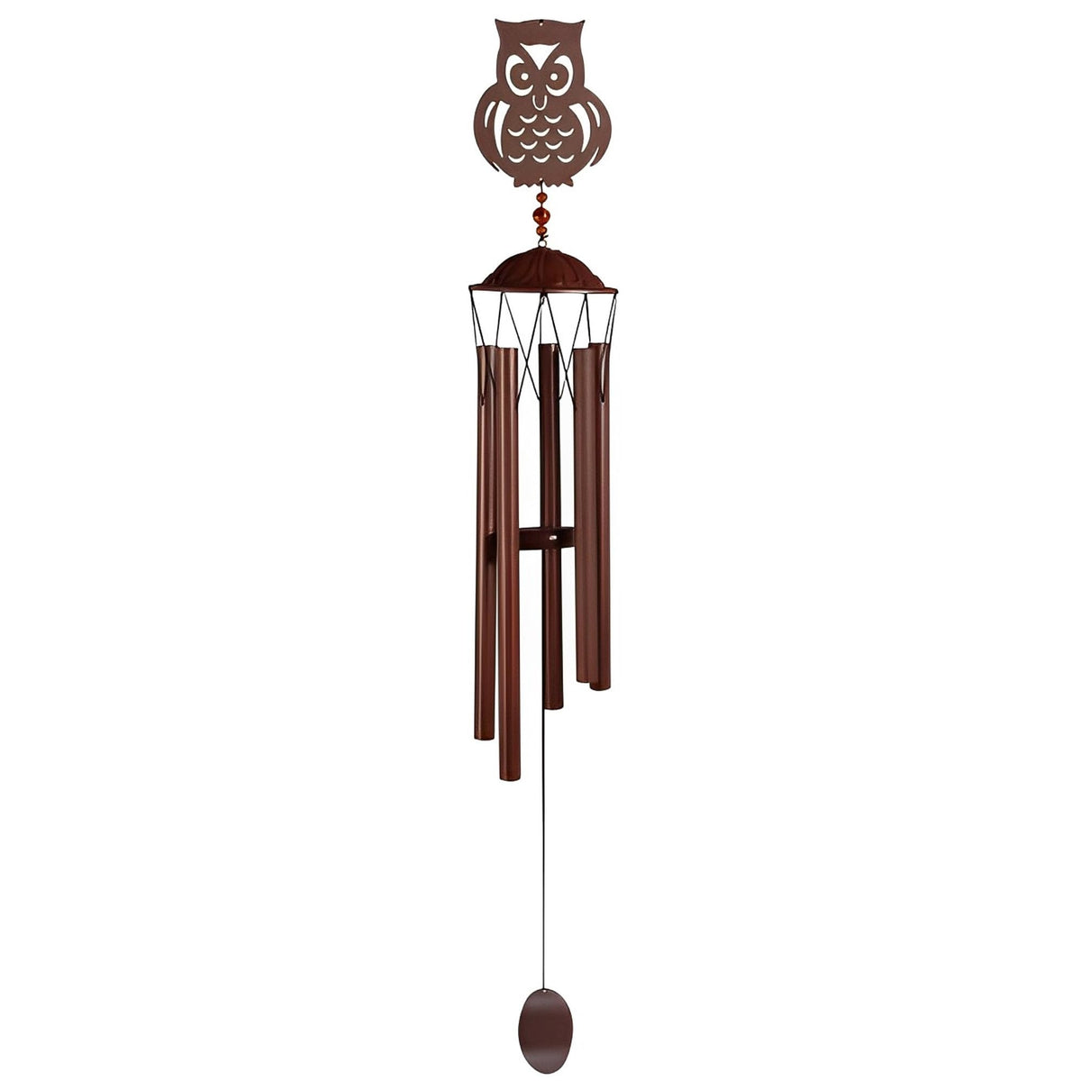 ICE ARMOR 38" Long Metal Brown Owl Silhouette Wind Chime Garden Patio Decoration