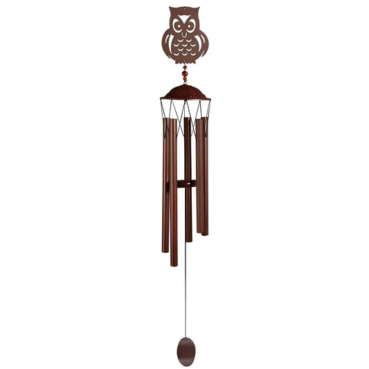 ICE ARMOR 38" Long Metal Brown Owl Silhouette Wind Chime Garden Patio Decoration