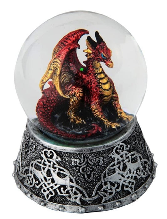 ICE ARMOR 3.25" H Red Volcano Dragon Snow Globe Statue Fantasy Decoration Figurine