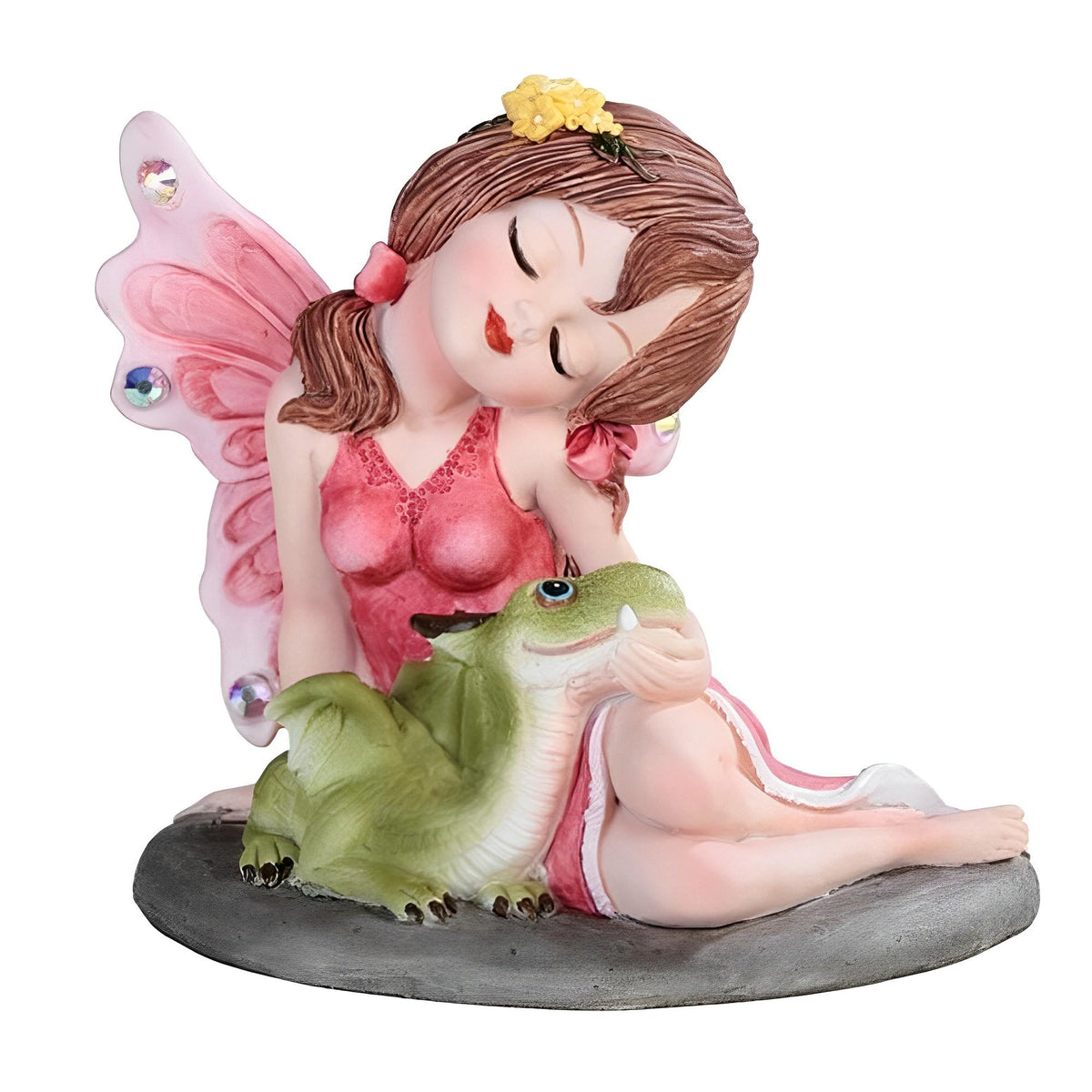 ICE ARMOR 4" H Red Fairy with Cute Dragon Baby Statue Fantasy Decoration Figurine