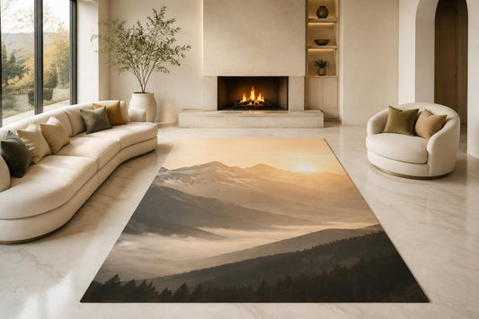 ICE ARMOR "Ultra Lightweight Large 6'7" x 9'10" Misty Mountain Layers Area Rug for Living Room, Bedroom and Home Office, Soft Low Pile Carpet with Non-Slip Silicone Backing, Beige and Gray