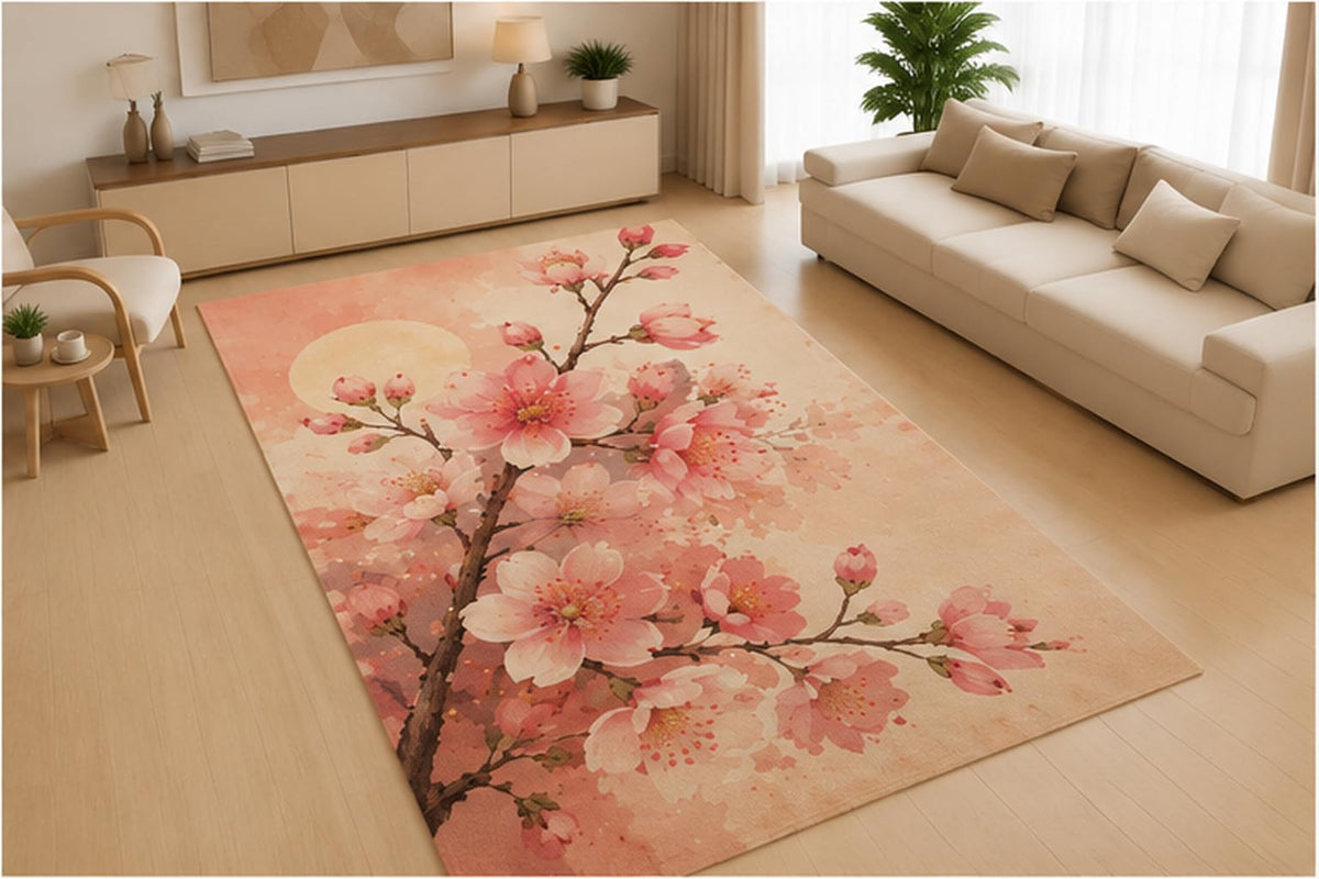 ICE ARMOR 5' x 7' Butterfly Wildflower Meadow Area Rug, Soft Low Pile Indoor Rug with Non-Slip Silicone Backing for Living Room, Bedroom, Nursery, Playroom, Kids Room, Kids & Pets, Green