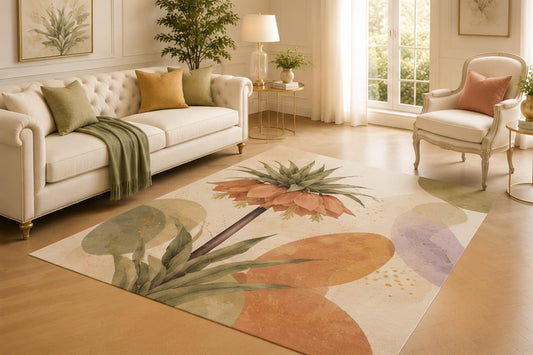 ICE ARMOR 5' x 7' Crown Imperial Floral Area Rug for Living Room, Soft Low Pile Indoor Carpet with Non-Slip Backing for Bedroom, Dining Room, Office, Coral