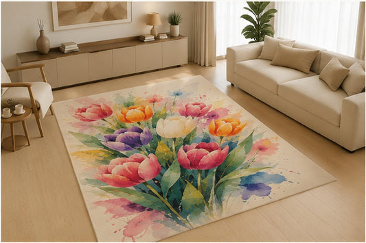 ICE ARMOR 5' x 7' Enchanted Floral Arch Garden Area Rug, Soft Low Pile Indoor Rug with Non-Slip Silicone Backing for Living Room, Bedroom, Nursery, Family Room, Kids & Pets, Purple