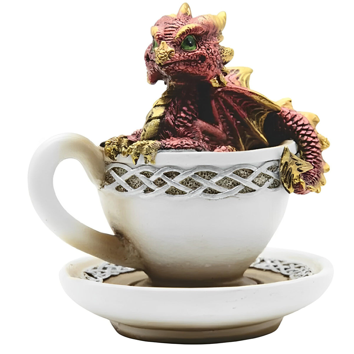 ICE ARMOR 4.5" H Red Dragon in Cup Statue Fantasy Decoration Figurine