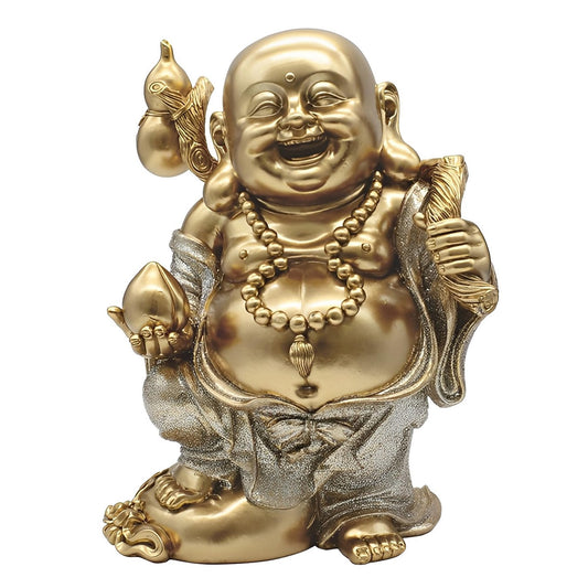 ICE ARMOR 8.5" H Gold and Silver Maitreya Buddha Statue Happy Buddha Feng Shui Decoration Religious Figurine