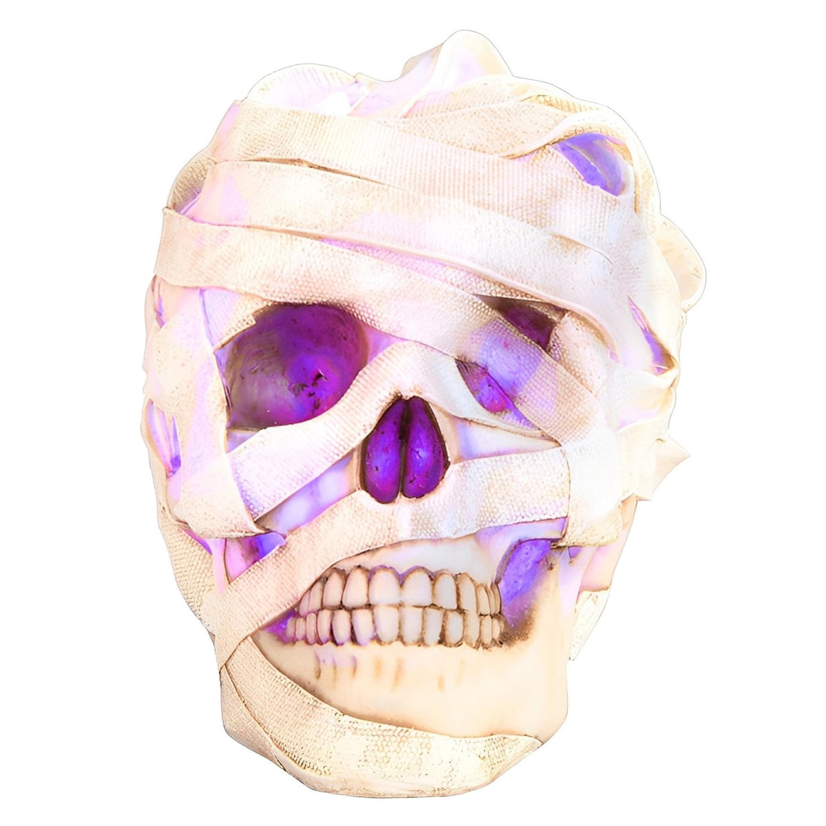 ICE ARMOR 6" W LED Unwrapped Mummy Skull Statue Fantasy Decoration Figurine