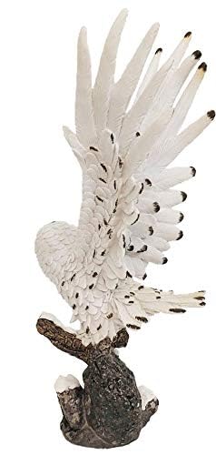 ICE ARMOR Detailed Craftmanship Snow Owl Decor Sculpture, Soaring Owl Statue for Shelf Table Counters, Fall Home, Animal Decorations for Living Room