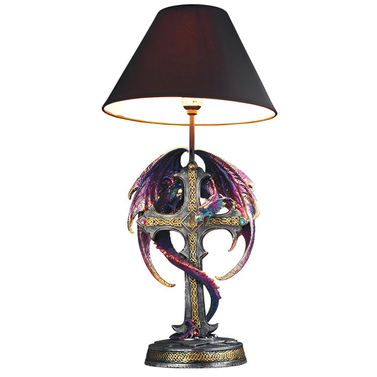 ICE ARMOR Table Lamp - Bedside Light with Fabric Shade, Exotic Decor & Cultural Ambiance
