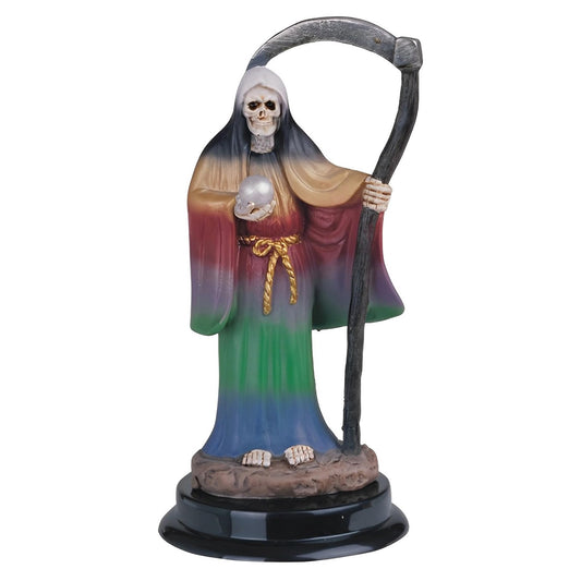 ICE ARMOR 5" H Rainbow Santa Muerte Holding Scythe Statue Our Lady of The Holy Death Figurine Religious Decoration