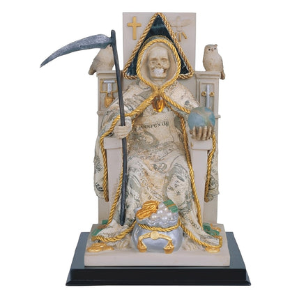ICE ARMOR 10" H Santa Muerte with Money Robe Statue Our Lady of The Holy Death Seated Religious Figurine