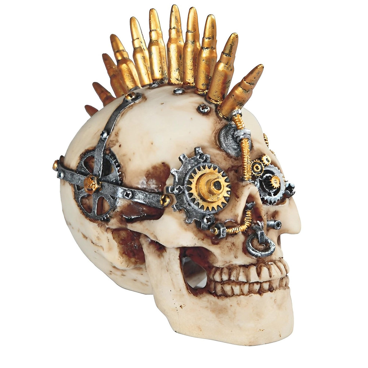 ICE ARMOR 7" W Skull Head with Bullet on Top Statue Fantasy Decoration Figurine