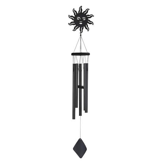ICE ARMOR 41" Long Black Sun Wood/Metal Silhouette Wind Chime