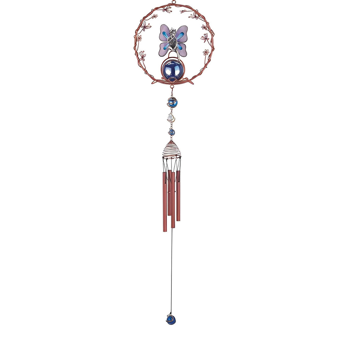 ICE ARMOR 34" Long Purple Fairy Copper Gem Wind Chime