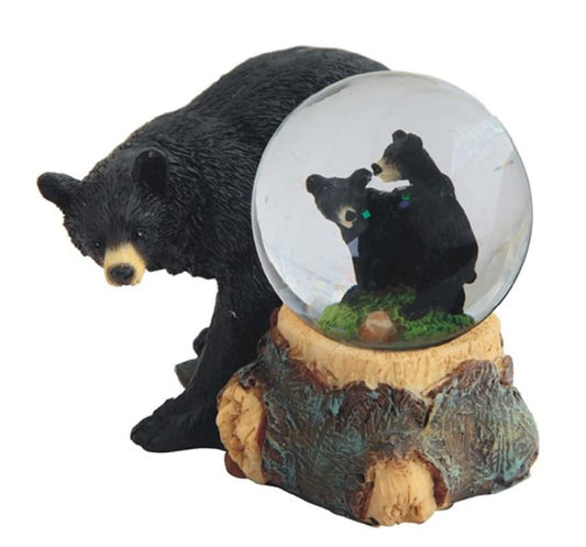 ICE ARMOR 3.5" H Black Bear Glitter Snow Globe Decoration Figurine
