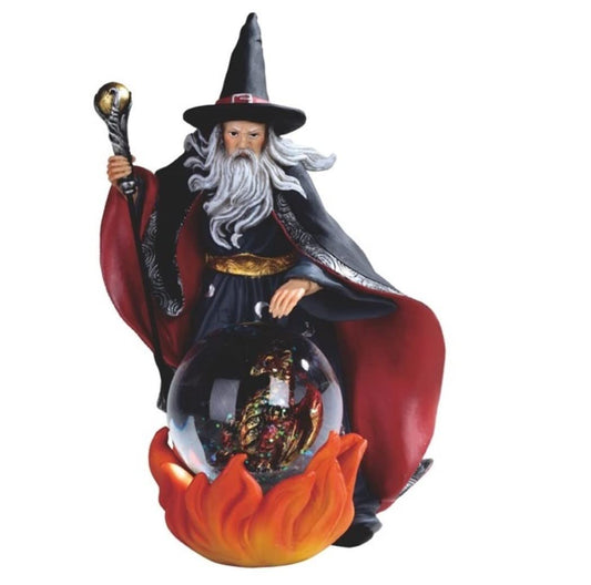 ICE ARMOR 8.25" H Wizard Glitter Snow Globe Statue Fantasy Decoration Figurine