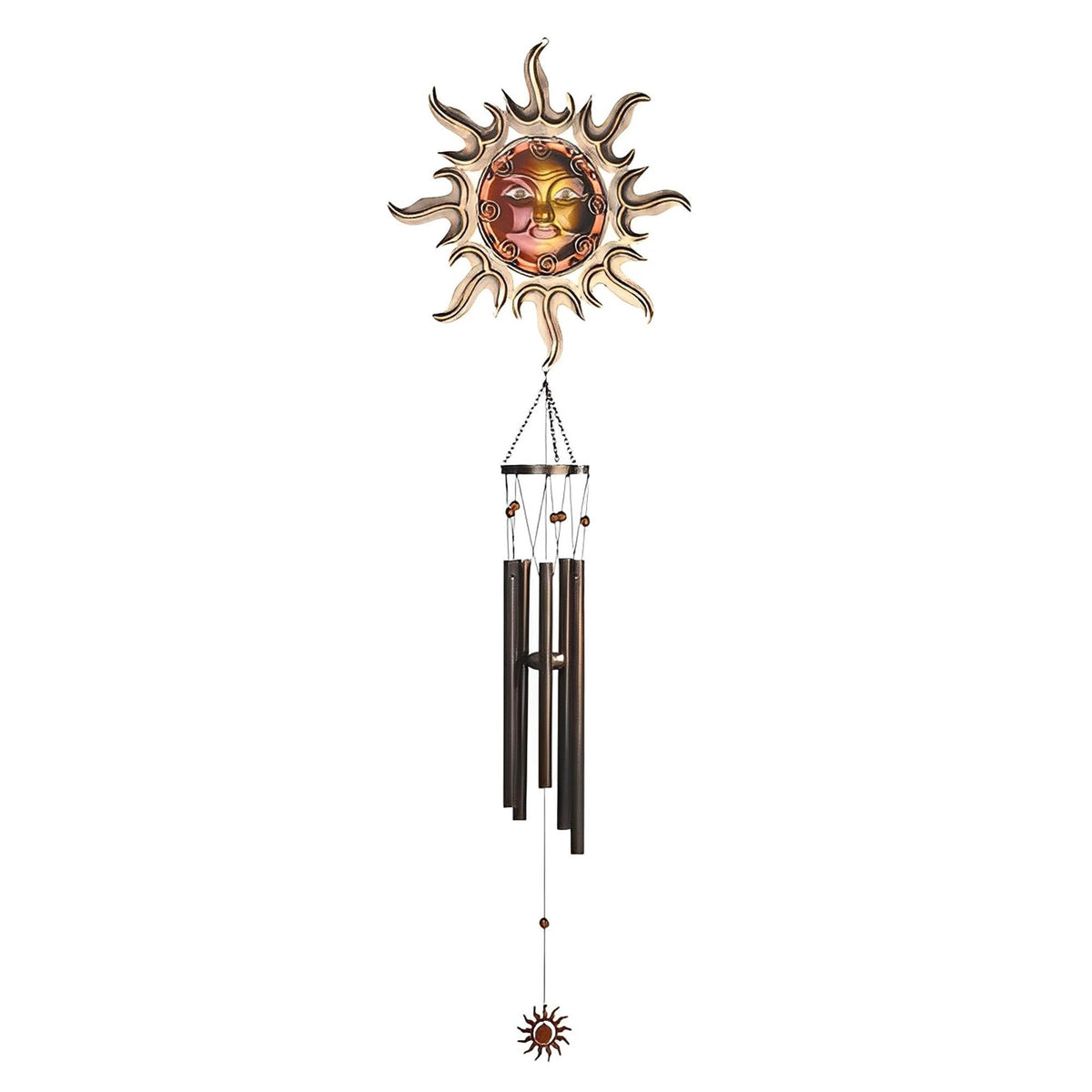 ICE ARMOR 50" Long Red Mystical Gem Wind Chime with Small Dangled Sun Celestial Wind Chime