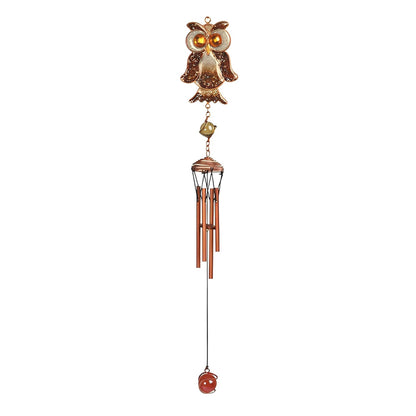 ICE ARMOR 24" Long Brwon Owl Copper and Gem Wind Chime Garden Patio Decoration