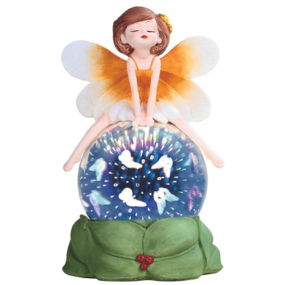 ICE ARMOR 8" H LED Orange Fairy Optic Globe Statue Fantasy Decoration Figurine