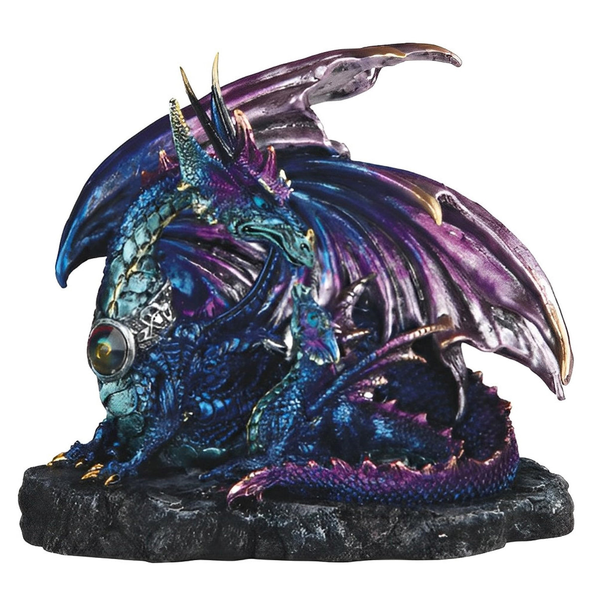 ICE ARMOR 7" W Blue and Purple Dragon with Baby Dragon Statue Fantasy Decoration Figurine
