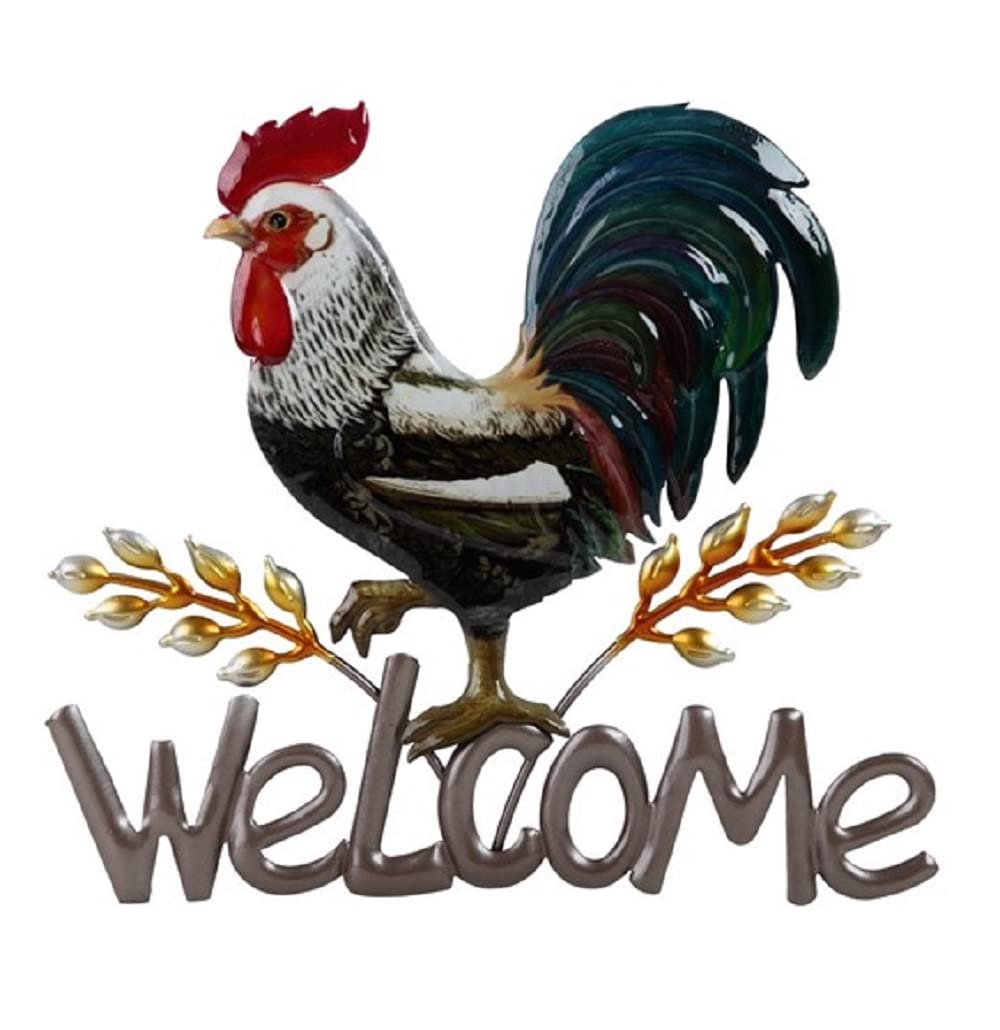 ICE ARMOR 12.25"W Rooster Welcome Sign Wall Plaque Home Decoration