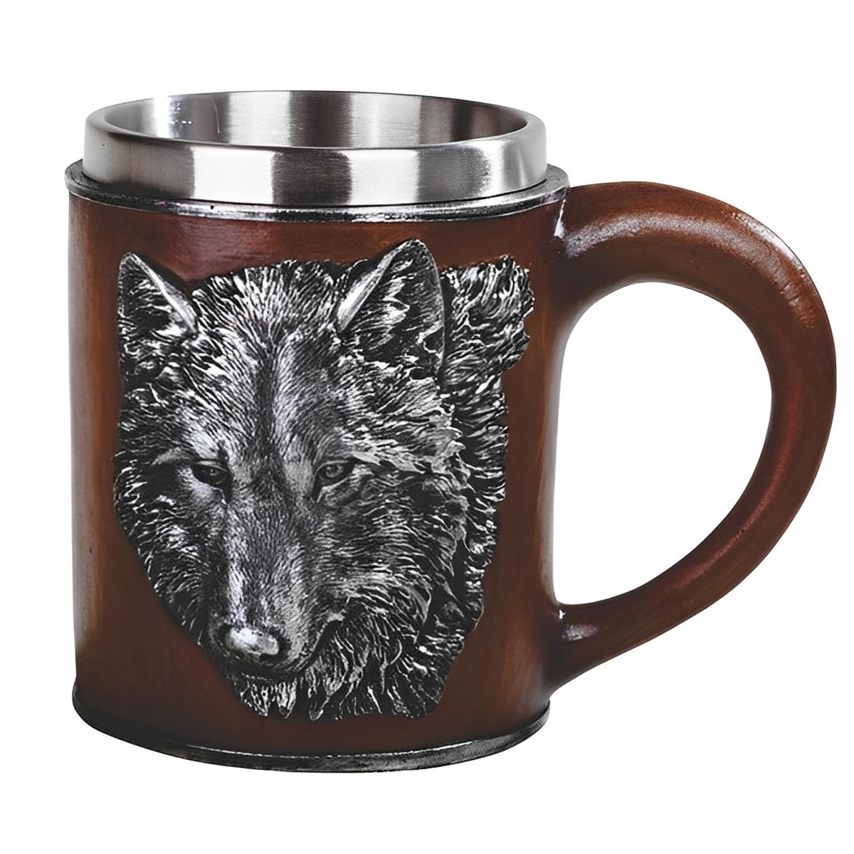 ICE ARMOR 5.75" W Red Mug with Wolf Pattern Statue Sculpture Ornament Decoration Home/Room Decor Ideas for Housewarming, Holidays and Birthdays Great Collectible Addition