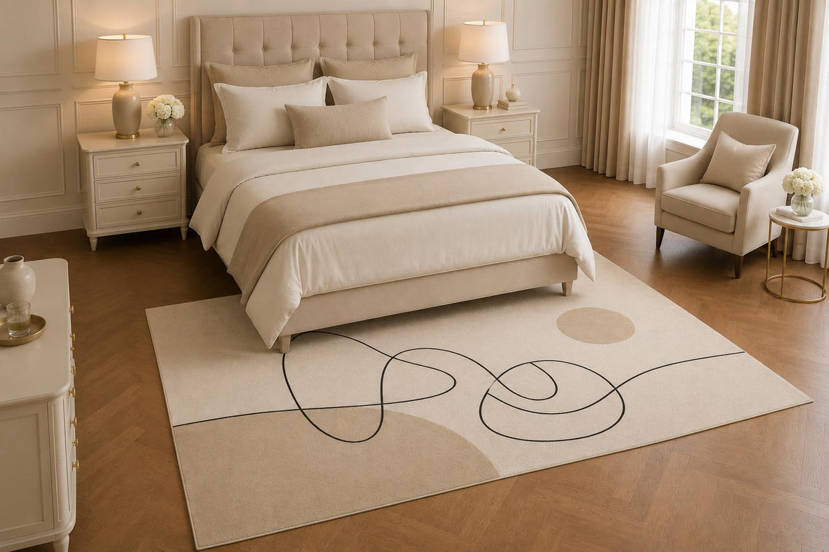 ICE ARMOR 5' x 7' Minimalist Line Art Area Rug, Modern Abstract Geometric Living Room Bedroom Office Decor, Non-Slip Silicone Backing Low Pile Carpet