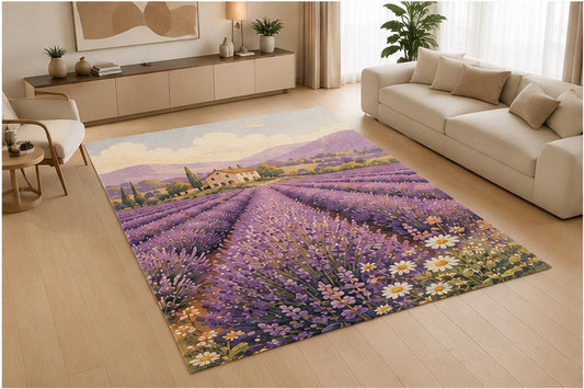 ICE ARMOR 5' x 7' Rustic Sunflower Farmhouse Area Rug for Living Room, Soft Low Pile Indoor Rug with Non-Slip Silicone Backing, Floral Carpet for Bedroom, Dining Room, Family Room,